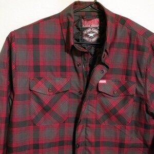 Dixxon Flannel Co Jacket Mens 2X Quilted Line The Forge Flannel Red Black Plaid
